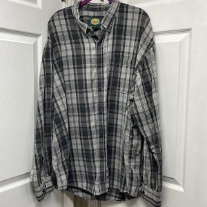 Cabela’s Gray Black Plaid Button Down Shirt 2X